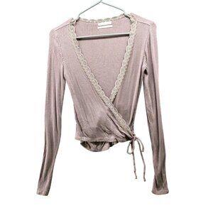 Women's Long Sleeve Wrap Top - Pink